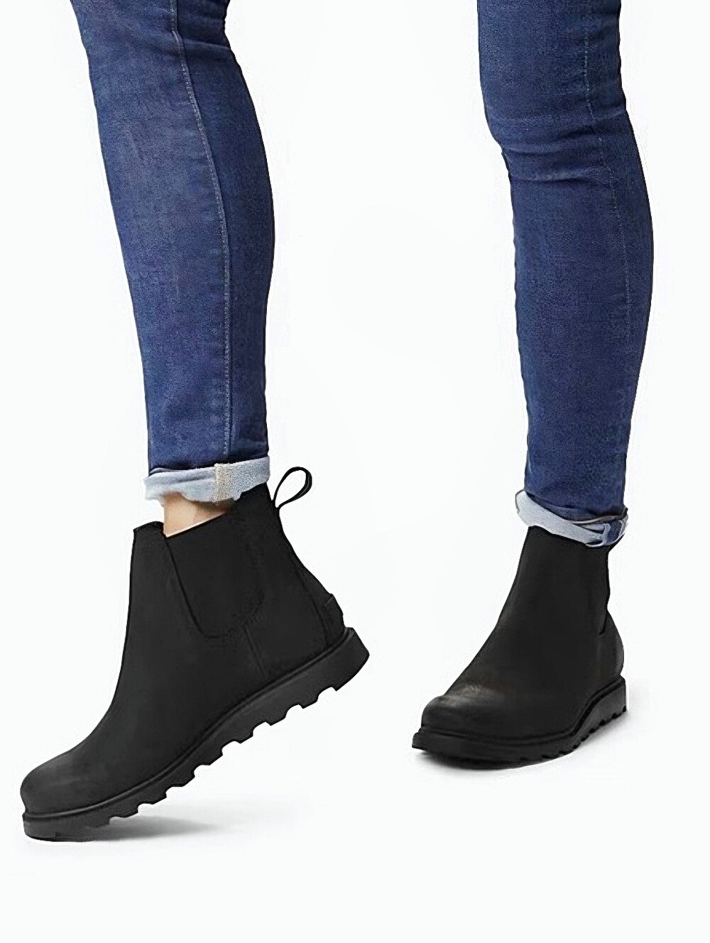 SOREL Ainsley Chelsea Boot US 7 Black Leather Waterproof Ankle Booties